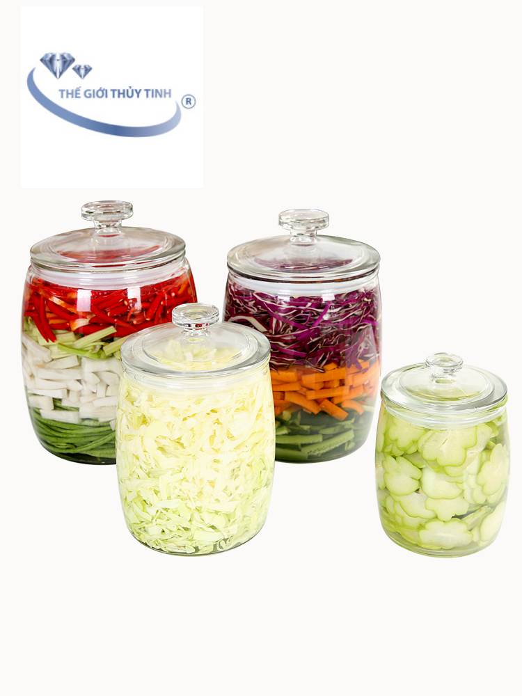 Bình thủy tinh hd12-3 ngâm hoa quả, ngâm sâm, muối dưa, muối cà, đựng các loại hạt - dung tích 5 lít