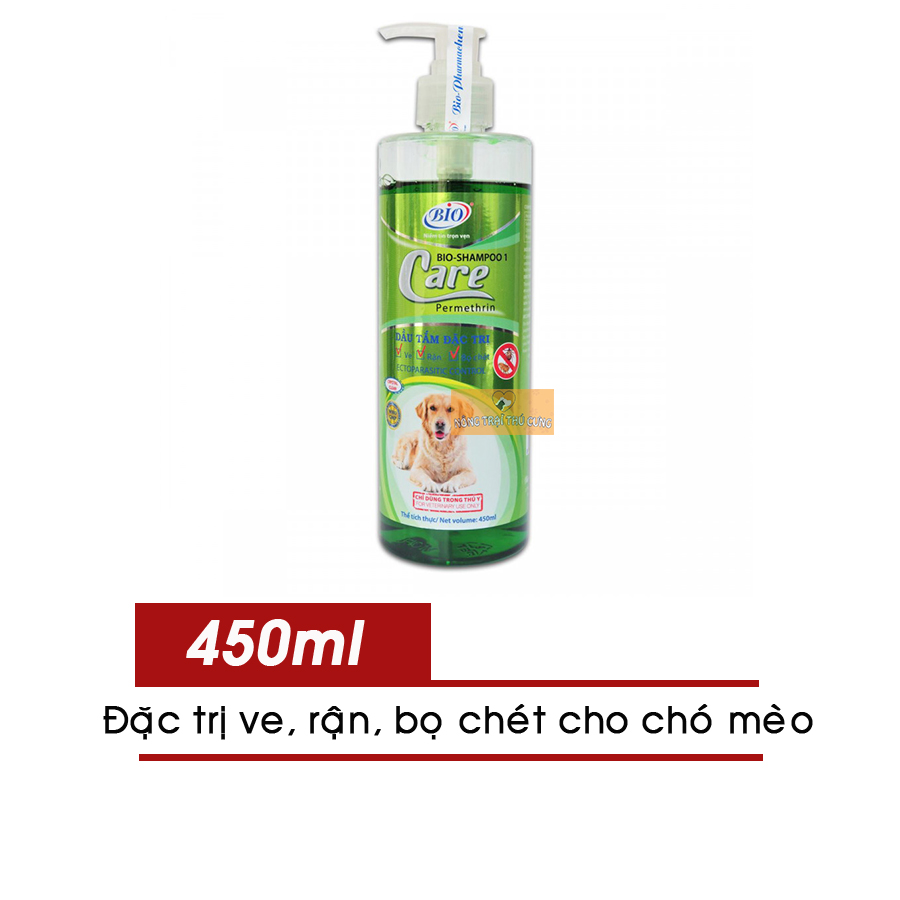 Sữa tắm Diệt Ve, Rận, Bọ Chét Bio Care 450ml Cho Chó Mèo - Nông Trại Thú