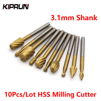 KIPRUN Bộ 10 Mũi Khoan Bộ Định Tuyến Quay HSS Dụng Cụ Mài Đầu Mài Điện Khắc Định Tuyến Tự Làm Khoan Gỗ Dụng Cụ Khắc