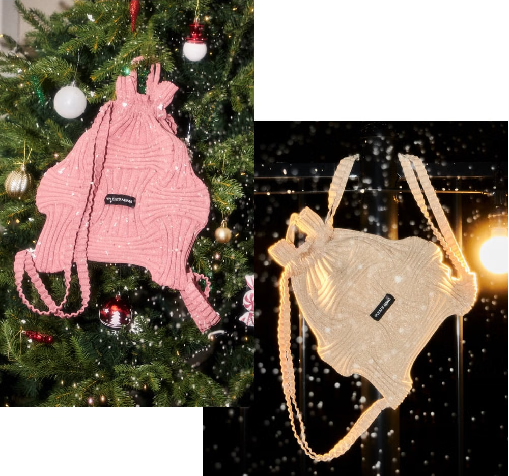 PLEATS MAMA☆New Bow Bag Glitter PLEATSMAMA: Sustainable Knit Pleats Bag