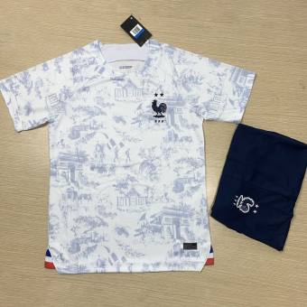 Có in tên số / Bộ Quần Áo Pháp World Cup 2022 - Áo Trắng Thun, quần áo đá bóng, áo bóng đá Nam Nữ