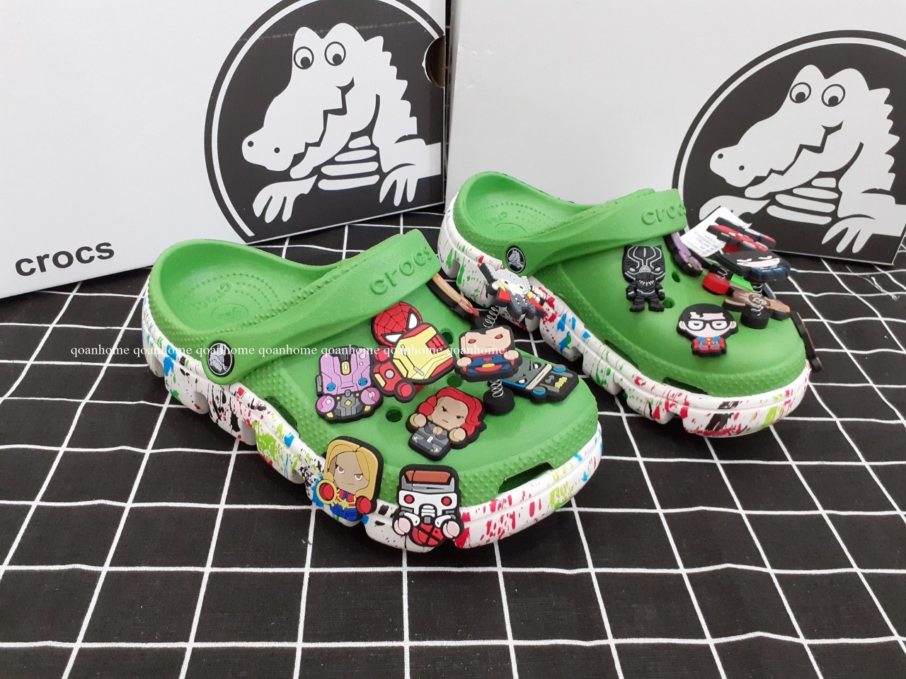 TẶNG Hộp CROCS + 10 Jitbitz] DÉP CROCS ĐẾ LOANG xanh lá - ZAHA SNEAKER dép cá sấu - dép crocs -  dép nam - dép nữ - dép quai hậu nữ - dép cross - dép sandal nữ -  dép quai hậu - dép cặp - dép quai ngang