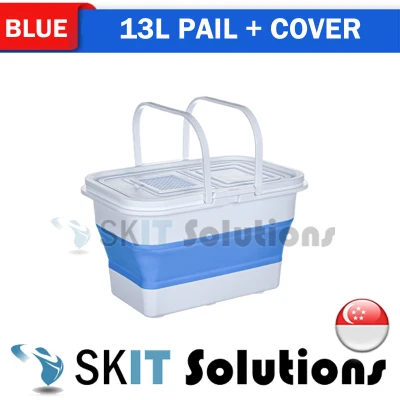 5L 10L 13L 15L Round Waterproof Foldable Pail with Cover or Without Cover, Collapsible Retractable Outdoor Water Pail Bucket Barrel TUB for Car Washing Fishing Toilet Cleaning, Portable Large Plastic Foot Leg Spa Bath Soak, Wash Bin Washtub Picnic Basket (12)