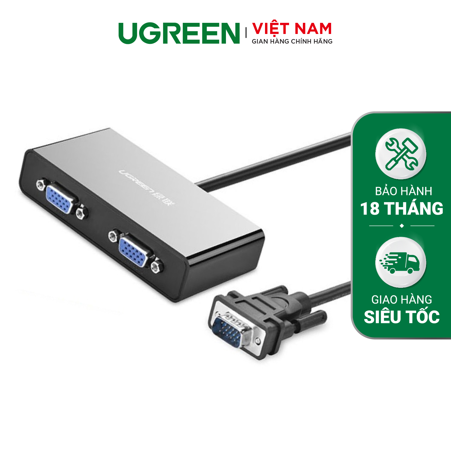 Bộ chuyển đổi 2 cổng vga màu đen ugreen mm126 30711 - hãng phân phối chính thức