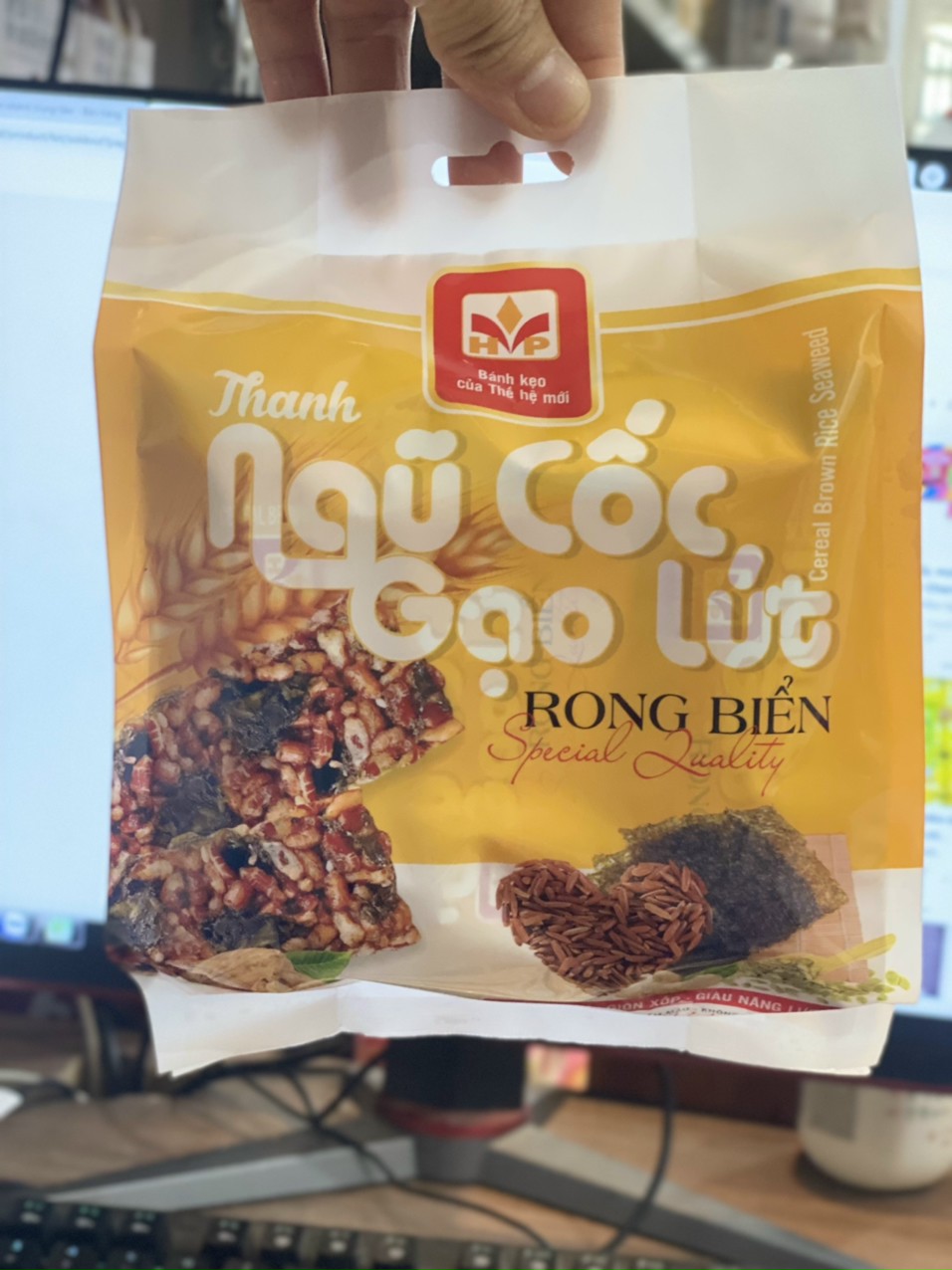 Thanh cơm gạo lứt ngũ cốc chà bông , ngũ cốc rong biển , thơm ngon bổ dưỡng , hỗ trợ giảm cân