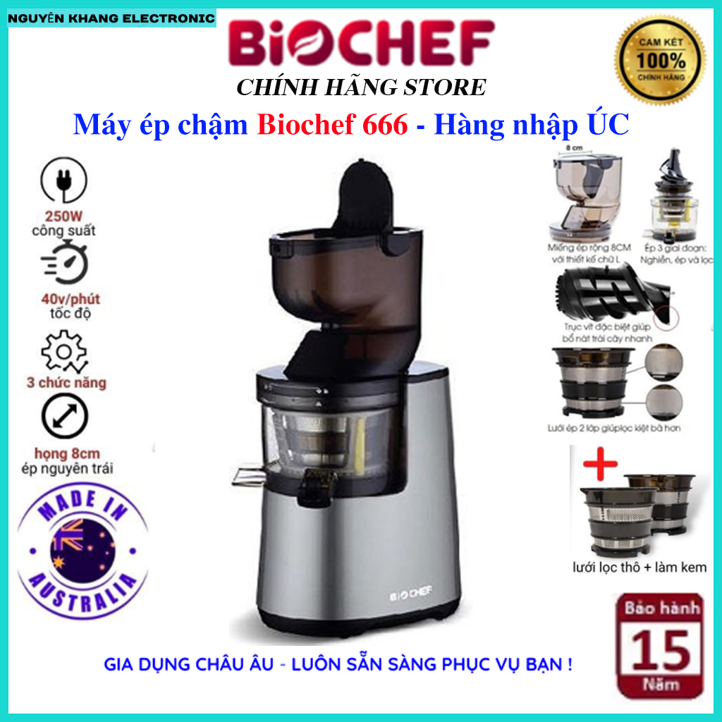 Máy ép trái cây Biochef 666 - Màu Bạc - Hàng chính hãng