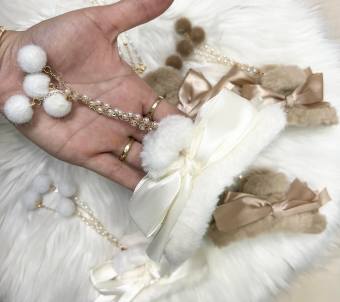 Kẹp tóc hình nơ phối lông tua rua xinh xắn