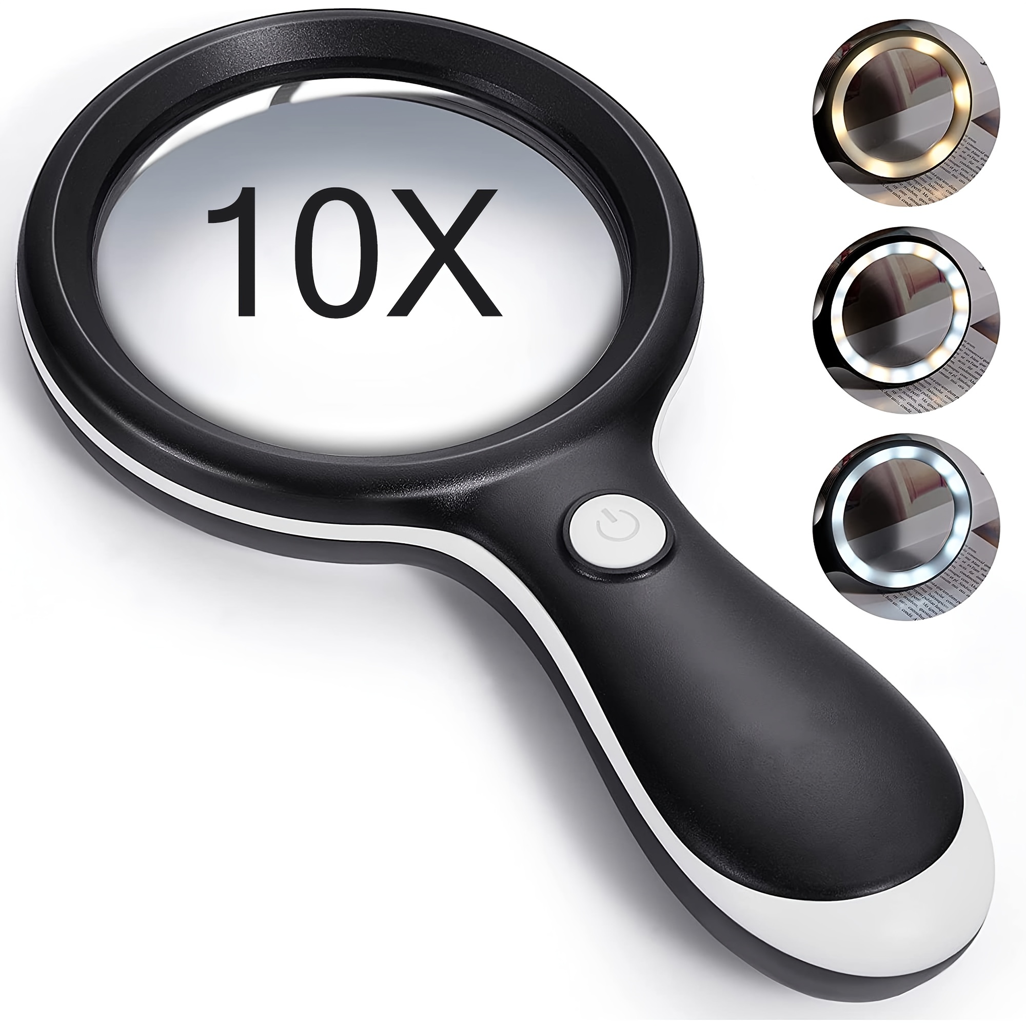 Extra Large LED Handheld Magnifying Glass with Light - 2X 4X 10X