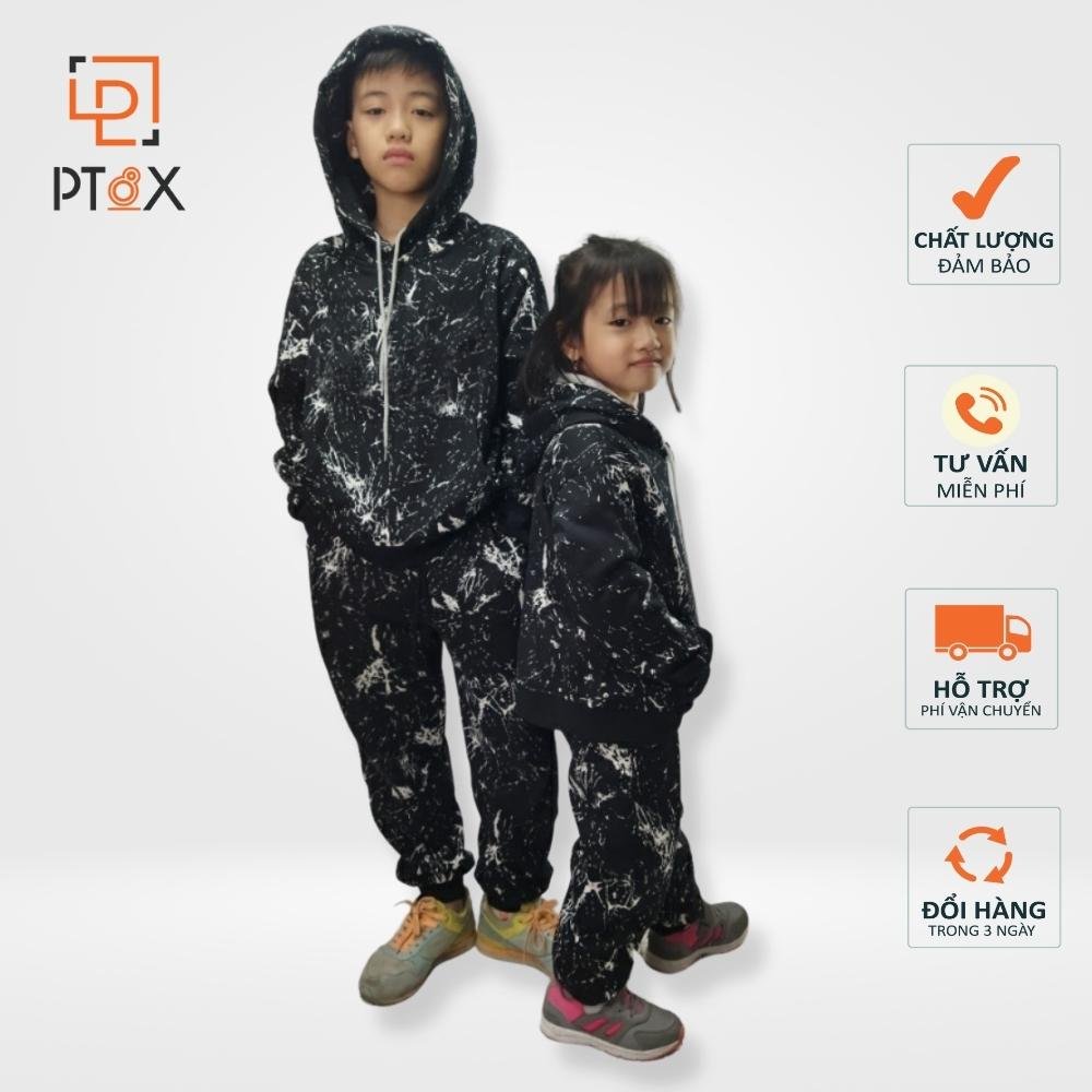 Bộ nỉ bông họa tiết bé trai bé gái có mũ dày dặn siêu ấm từ 15-40kg PT8X-THỜI TRANG UNISEX