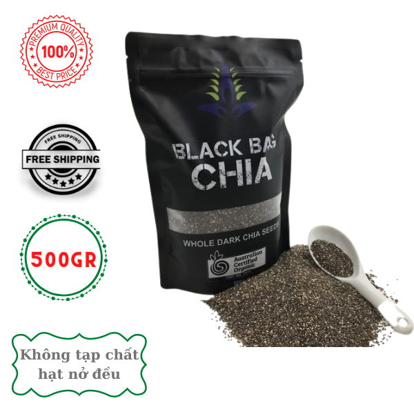 Hạt chia đen nhập khẩu Úc 500gr, hạt chia black bag hỗ trợ ăn kiêng, giảm cân làm nước giải khát, ăn kèm ngũ cốc granola , hạt chia hỗ trợ phát triển trí não, hạn chế táo bón chống lão hóa , làm đẹp da, tóc ăn vặt Unni
