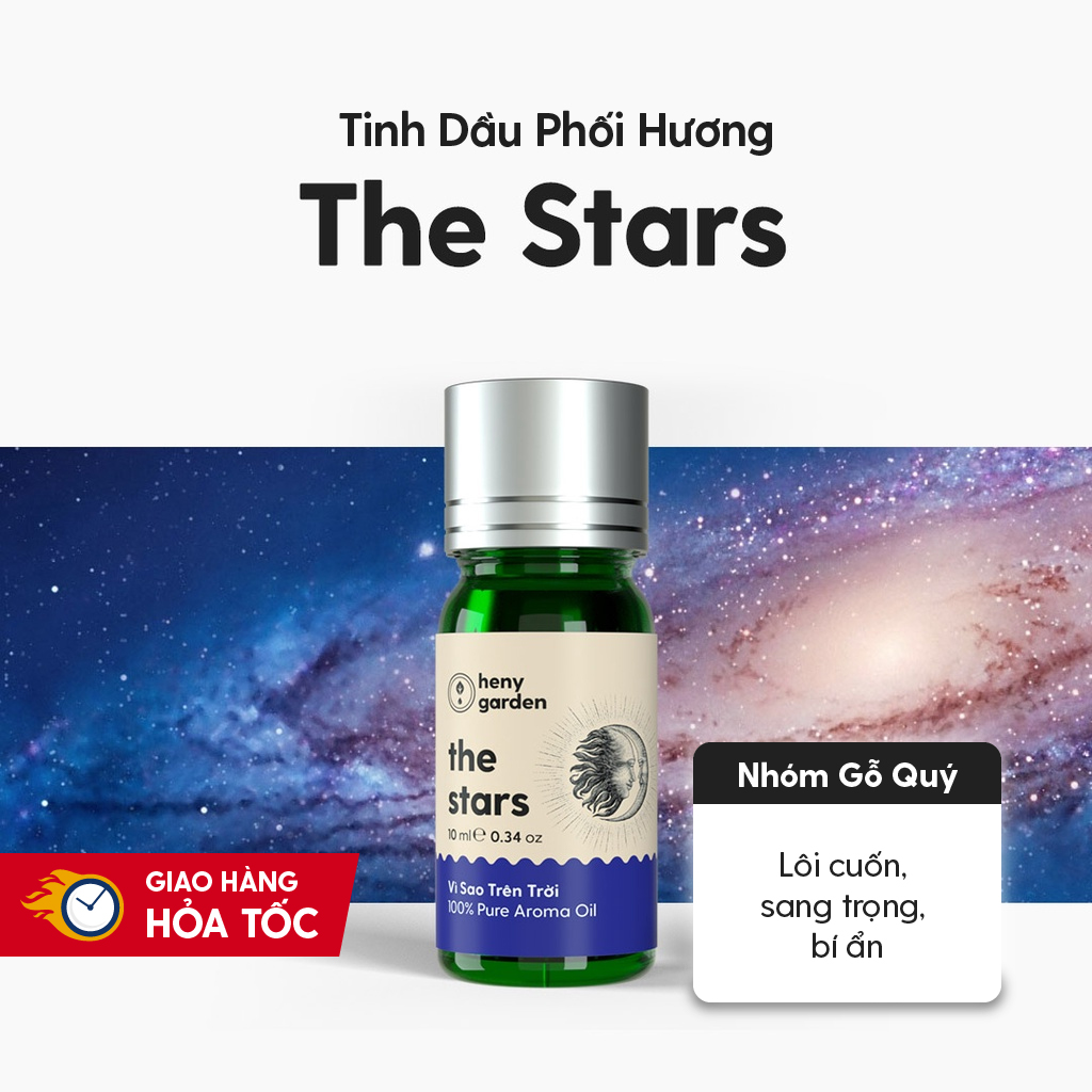 Tinh Dầu Thơm Phối Hương THE STARS Mới (Gỗ Mới Lạ) HENY GARDEN Xông Thơm Phòng Khuếch Tán, Làm Nến Thơm Thư Giãn Giúp Dễ Ngủ 10mL