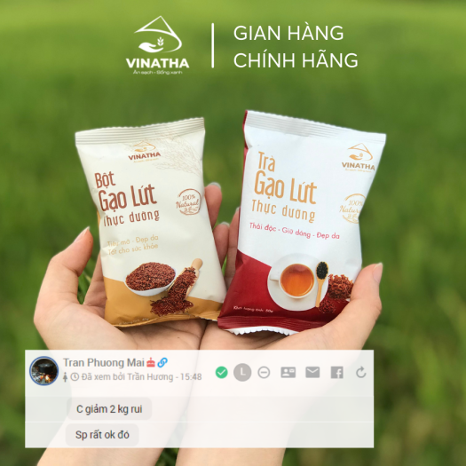 Combo Bột và Trà Gạo Lứt Giảm Cân Thực Dưỡng VINATHA (GIẢM 2-3KG SAU 1 TUẦN SỬ DỤNG)
