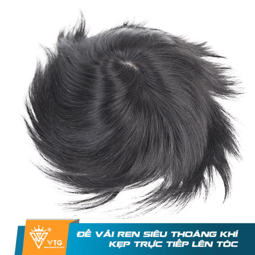Tóc giả nam mái hói màng đôi dạng kẹp VTG D16 làm từ sợi tóc thật 100% che hói hiệu quả - Vua Tóc Giả - Tóc Giả Nam