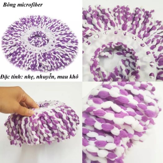 Bông lau nhà 360 độ thay thế cho cây lau nhà thấm hút cực tốt