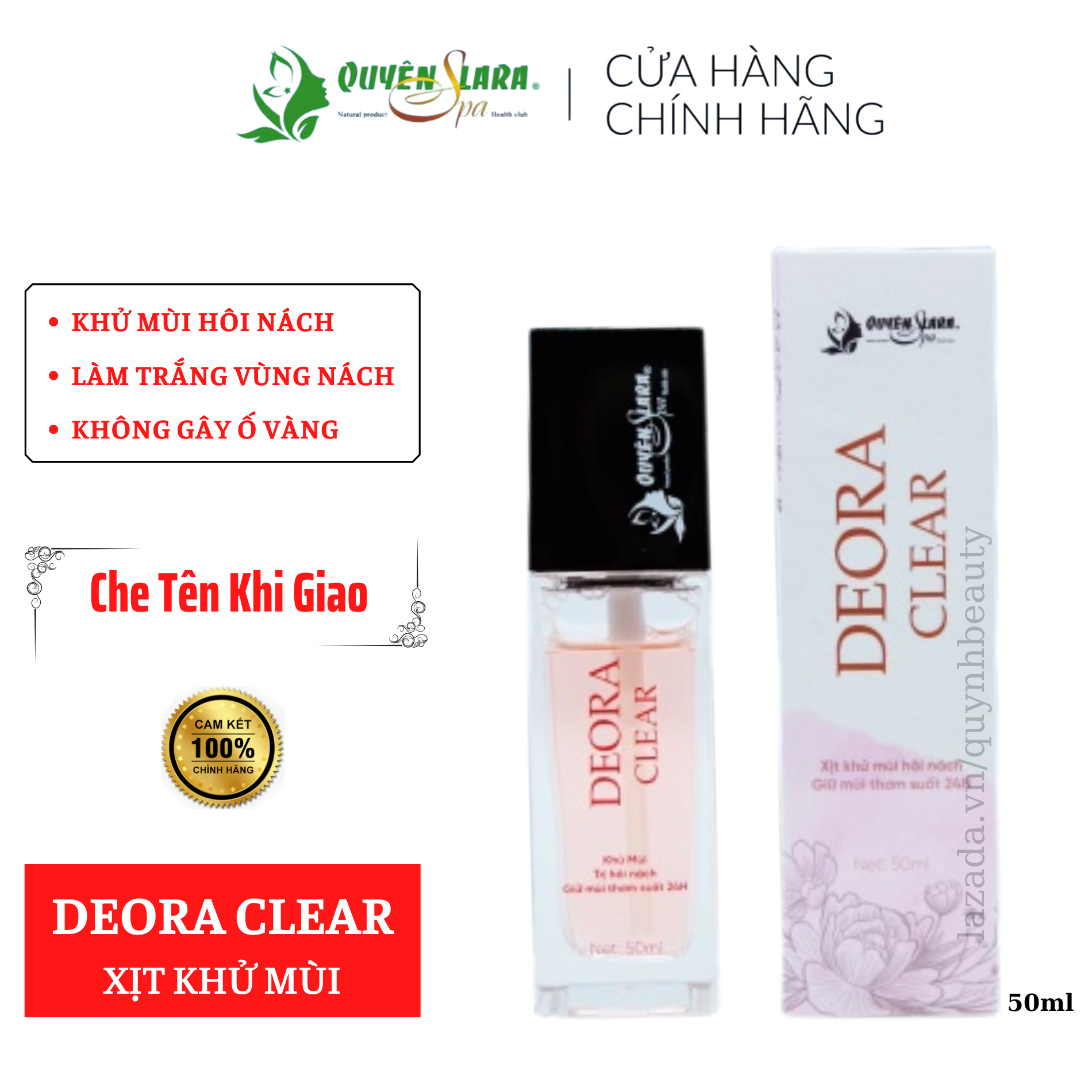 Xịt Khử Mùi Hôi Nách Deora Clear Quyên Lara Khử Mùi Hôi Nách Nặng, Nhẹ, Lâu Năm Đều Khử Được Hết 50ml