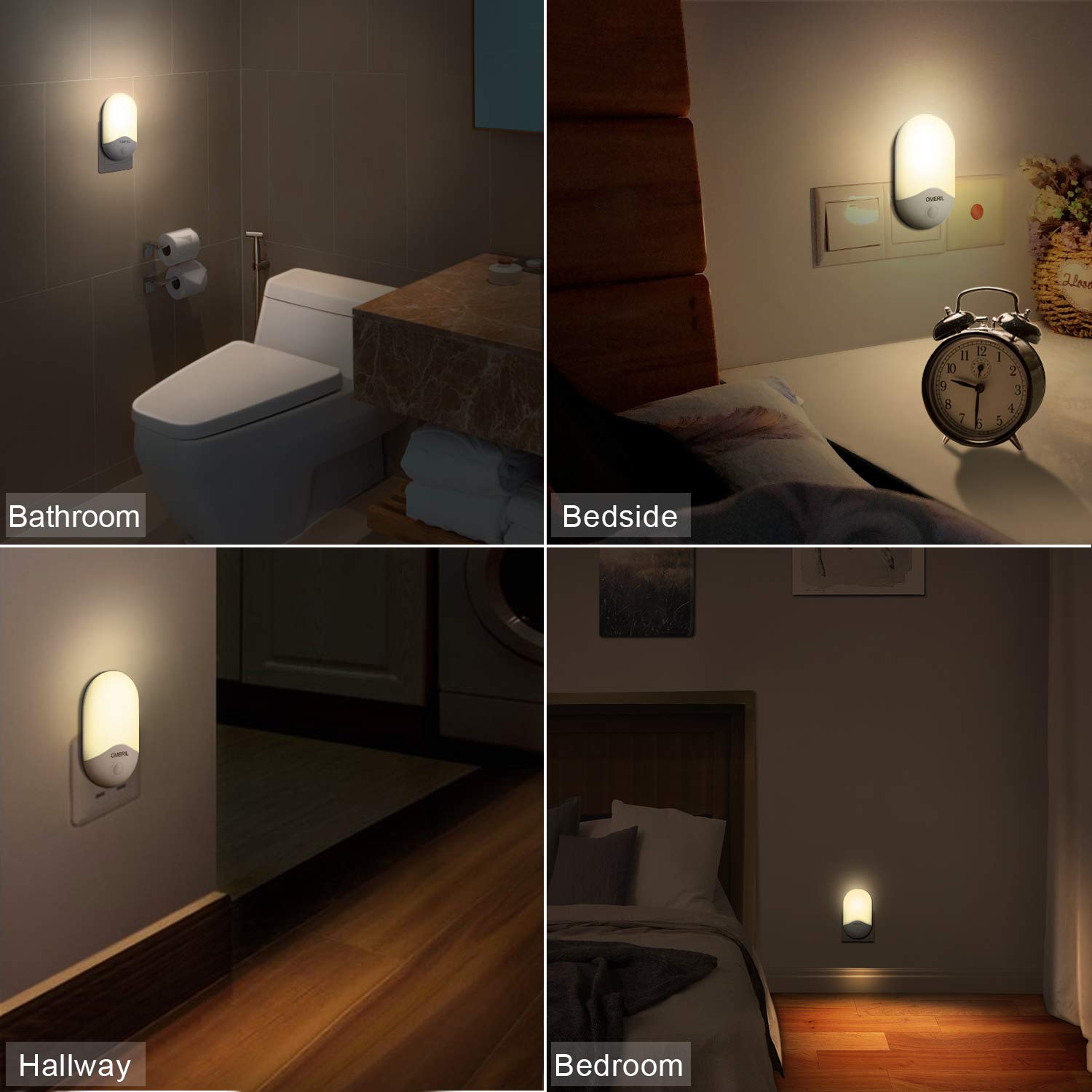 Omeril Ld068 Wh Led Night Light 2 Pack Night Lights Plug In Walls With Dusk To Dawn Photocell Sensor 0 5w Energy Saving Warm White Plug In Night Lighting For Kids Children Bedroom Hallway Etc