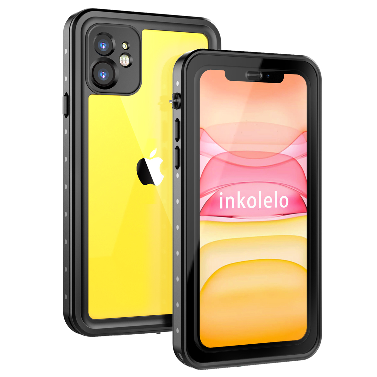 Inkolelo Ốp Chống Nước Cho iPhone 11, Ốp Nhám Chống Sốc Bảo Vệ Toàn Thân Hạng Nặng Cho iPhone 11 (Màu Đen + Trong Suốt)
