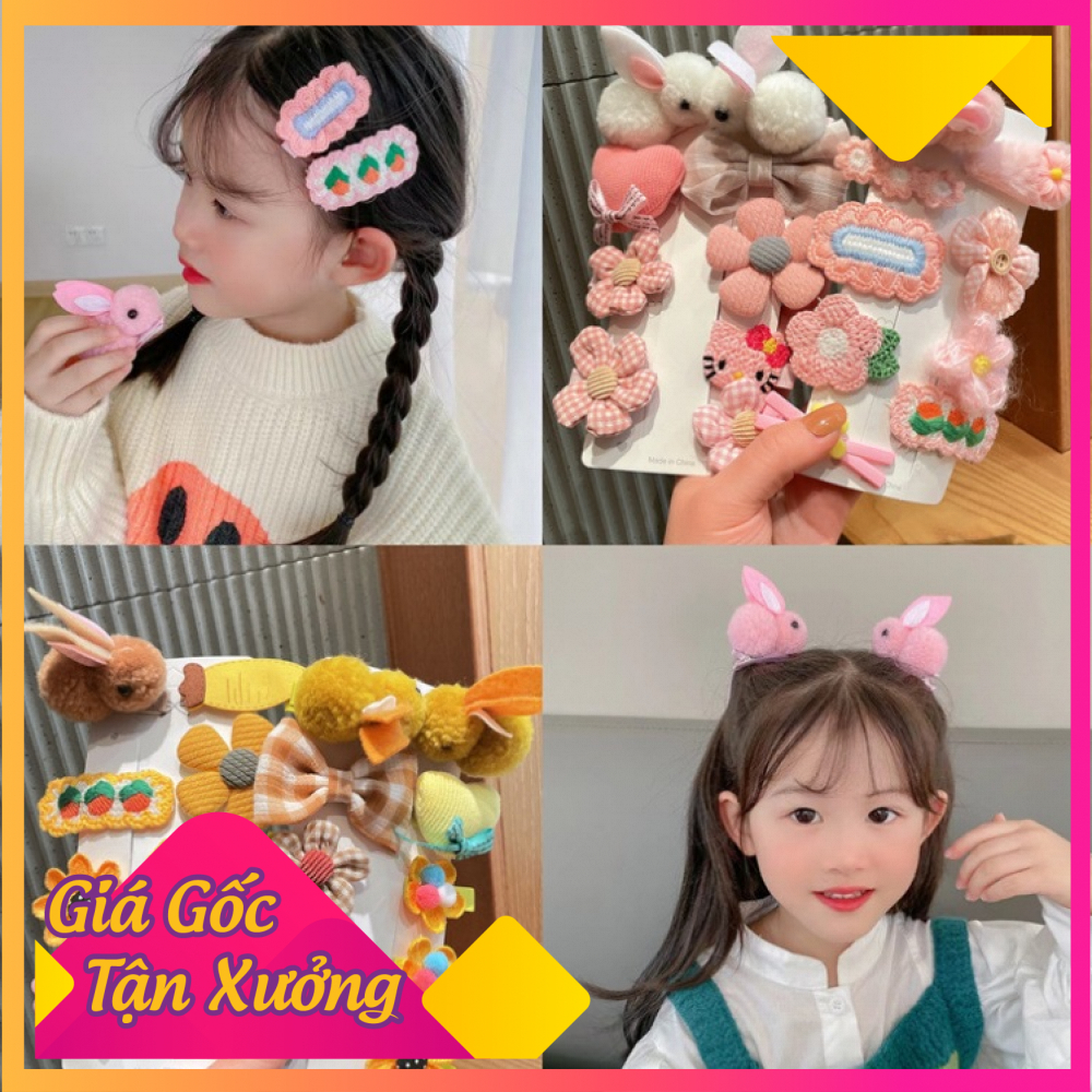 Set kẹp tóc nữ phong cách hàn quốc siêu dễ thương hot trend mới - set kẹp tóc cho bé gái cực đáng yêu
