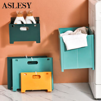 Giỏ Đựng Quần Áo Bẩn Gắn Tường Phòng Tắm Hộp Phân Loại Mảnh Vụn Phòng Tắm Thùng Xếp Đồ Bằng Nhựa Có Thể Gập Lại Không Cần Đục Lỗ