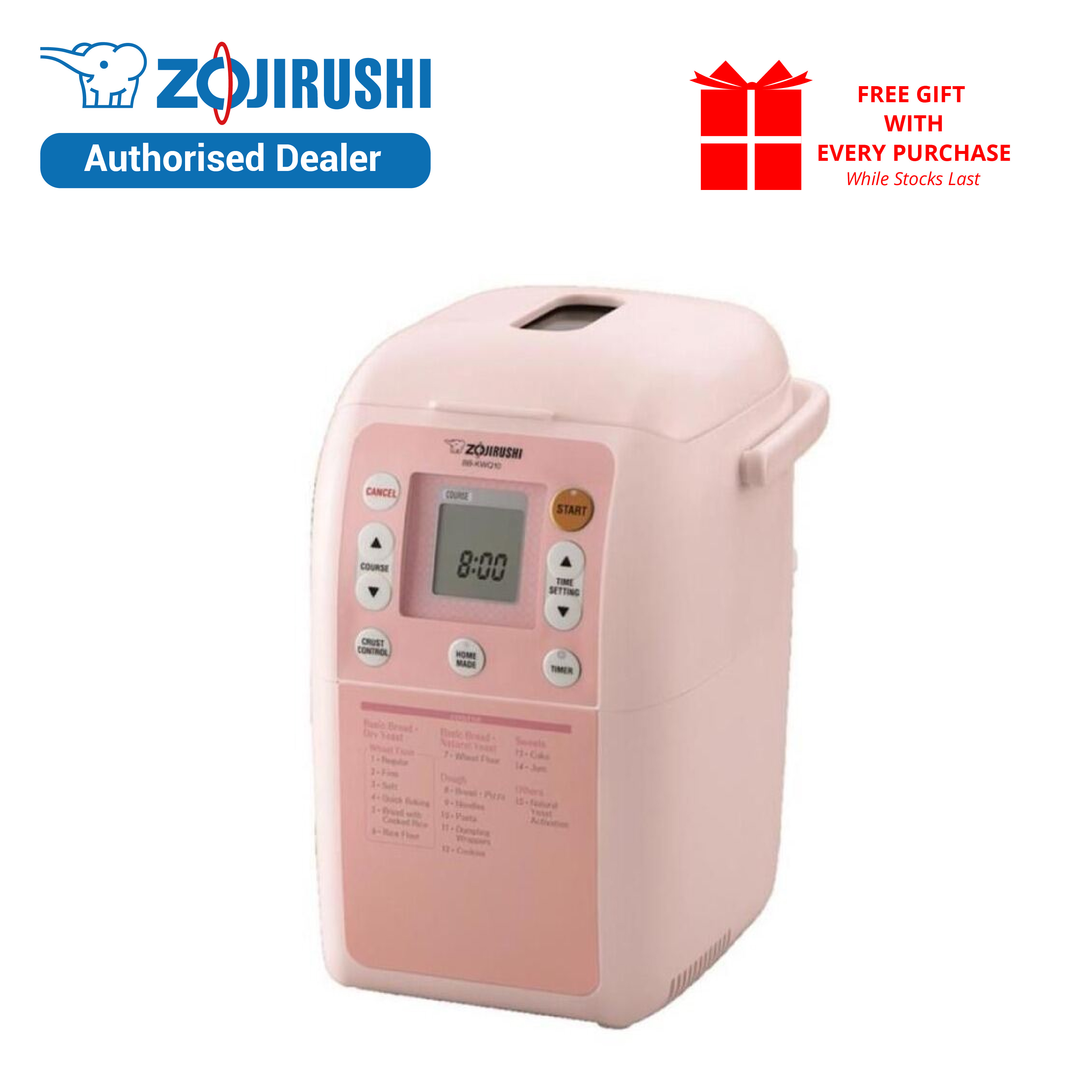 Zojirushi Bb-Kwq10 Pastel Pink Bread Maker - 5 Dough Courses