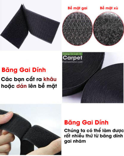 Băng gai dính khóa nhám gai, miếng dán vải 2 mặt dán giày, túi xách, quần áo các vật dụng khổ 2cm