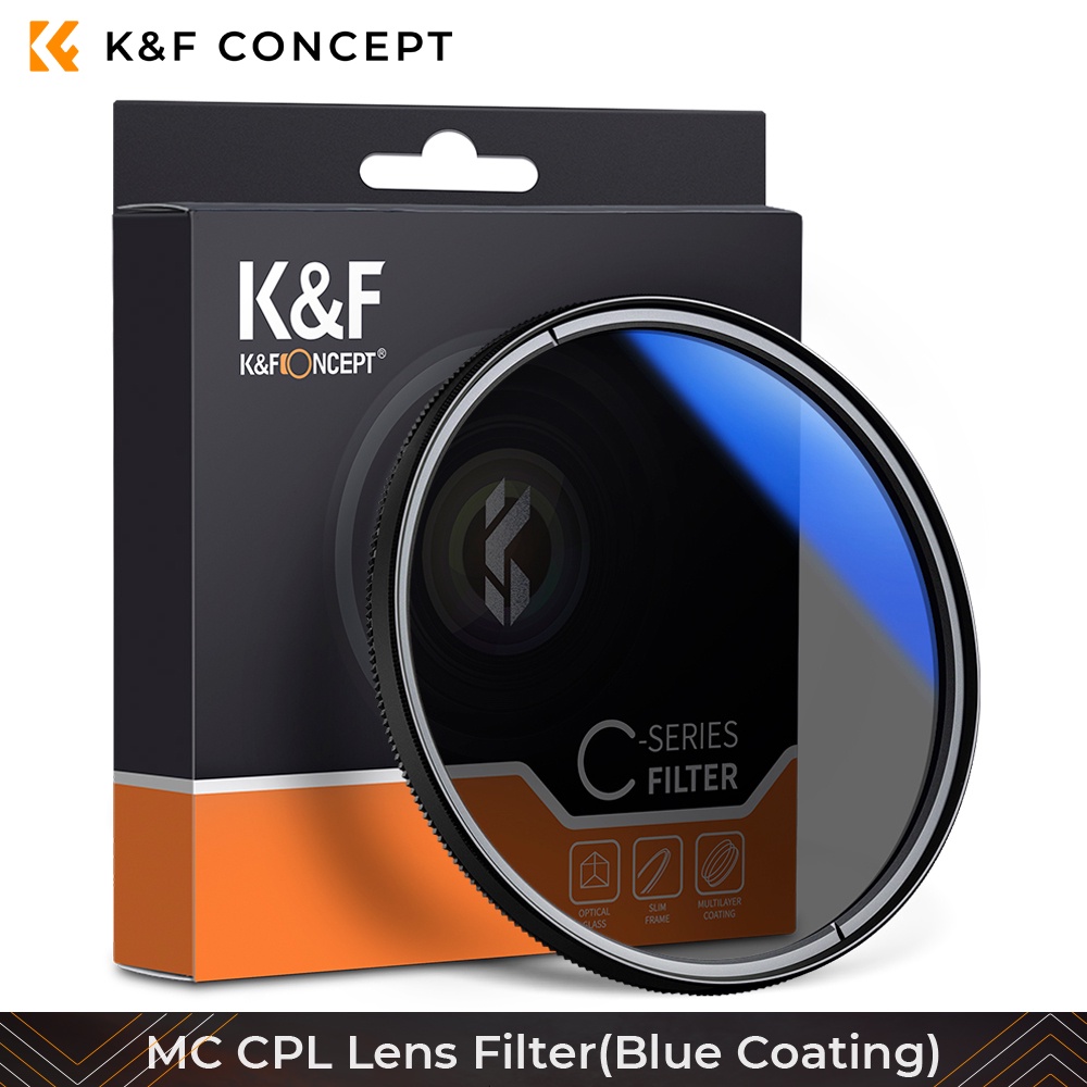 K&F Concept MC CPL Lens Filter Multiple Layer Nanometer blue Coating Circular Polarizer Lens Filters KF 100% Original C Series Ultra-thin Slim Frame 37/40.5/43/46/49/52/55/58/62/67/72/77/82 MM Camera Lenses Filter