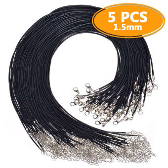 SAWU 5 Cái/lốc Wax Rope Chuỗi Vòng Cổ, Vòng Cổ Choker Nam Nữ Dây Xích Bằng Da Màu Đen Trang Sức Vòng Cổ Tự Làm