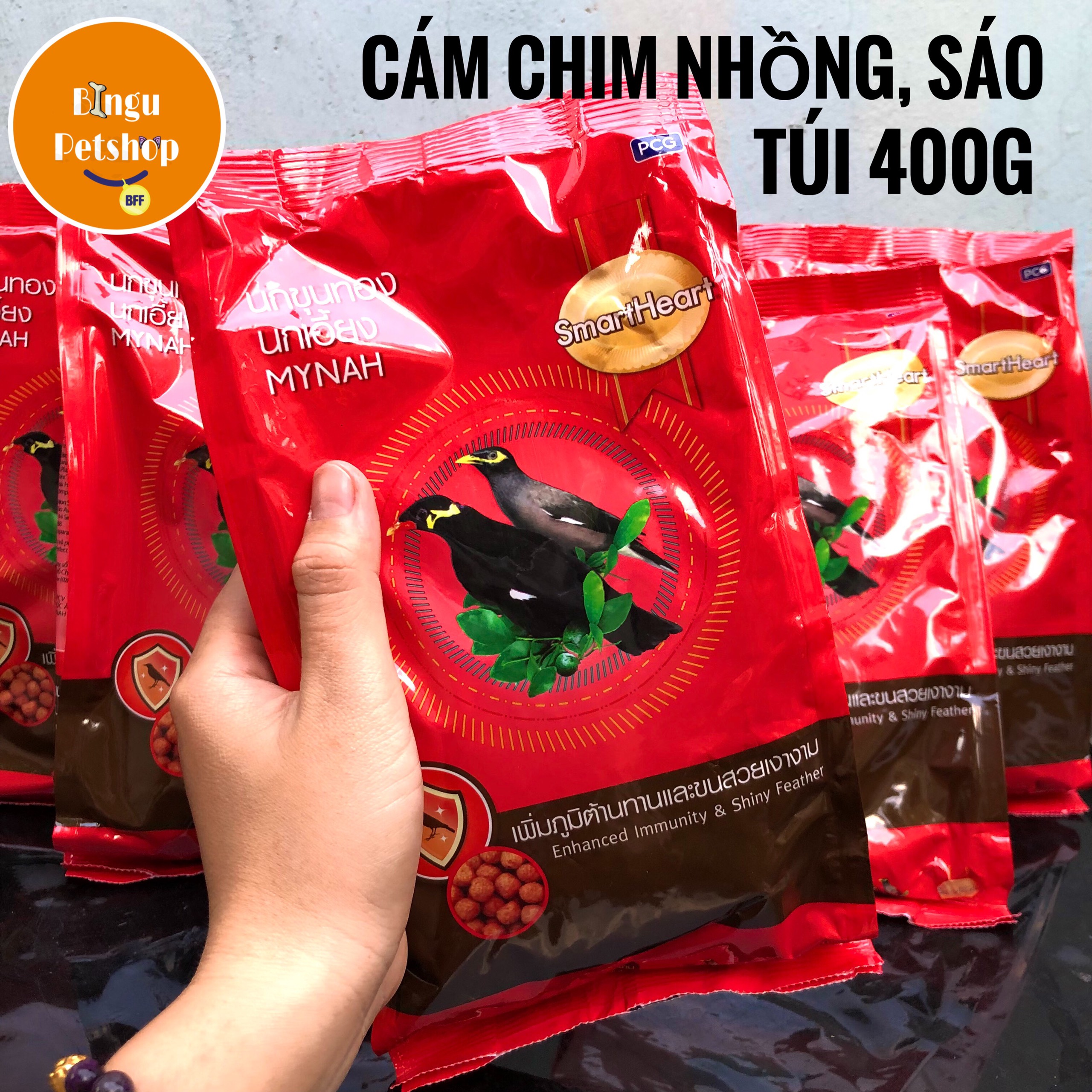 [NHẬP KHẨU THÁI] Cám Chim SmartHeart 400g - Thức Ăn Cao Cấp Cho Chim Nhồng, Sáo, Cưỡng, Két | Bingu Petshop