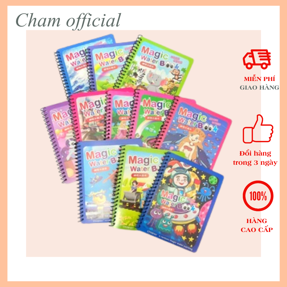 Tranh tô màu nước ma thuật tự xóa sách tập tô thần kỳ Magic Water Book cho bé + tặng kèm bút nước