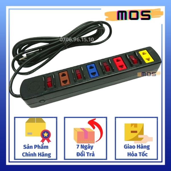 Ổ cắm điện 2 chấu Lioa ⚡⚡1 đổi 1⚡⚡ có công tắc bảo vệ quá tải kéo dài 3 mét/5 mét Mos Shop