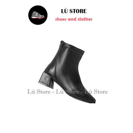 ┅┅✇  Giày bốt da mềm nữ cao cổ lót nỉ khóa sau cao cấp-boot mũi vuông đế 6 phân