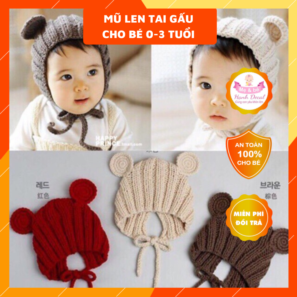 Mũ len tai Gấu cho bé yêu ấm áp mùa đông
