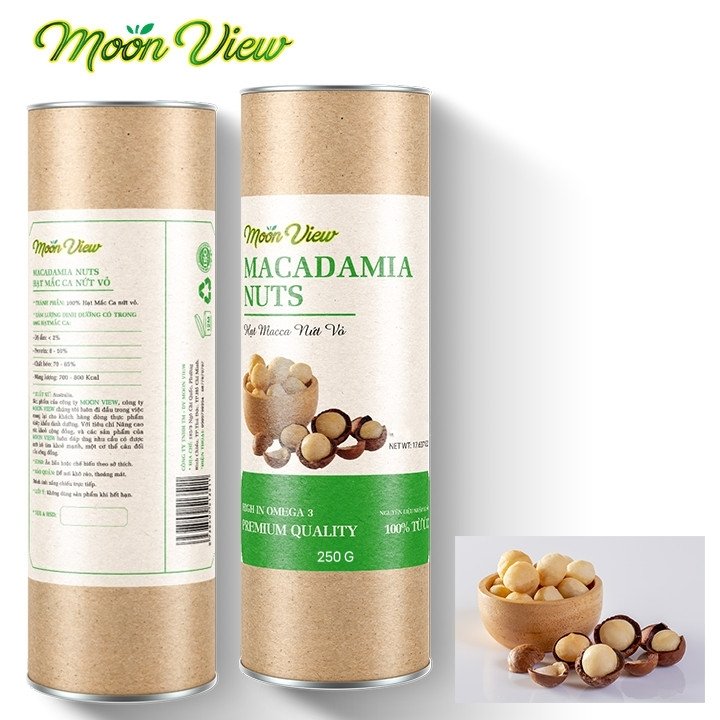 Hạt macca nứt vỏ moon view hũ 250g - hàng chuẩn úc, giòn ngon hương vị tự nhiên