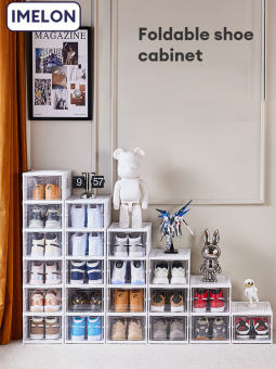 IMELON quả tặng miễn phí TOÀN CỬA HÀNG TOÀN CỬA HÀNGLắp đặt miễn phí hộp giày dày tủ giày trong suốt hộp lưu trữ nhà giá giày đơn giản tủ giày nhựa có thể gập lại có nắphộp đựng đồ đa năng tủ nhựa duy tân
