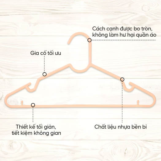 Combo 10 Móc nhựa treo Móc quần áo thương hiệu Miniso