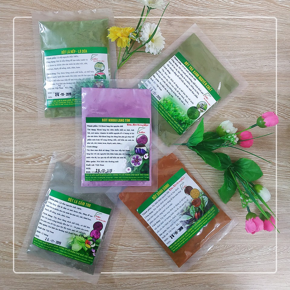 Combo 4 gói bột tạo màu tự nhiên (Nếp, gấc, cẩm tím, dành)