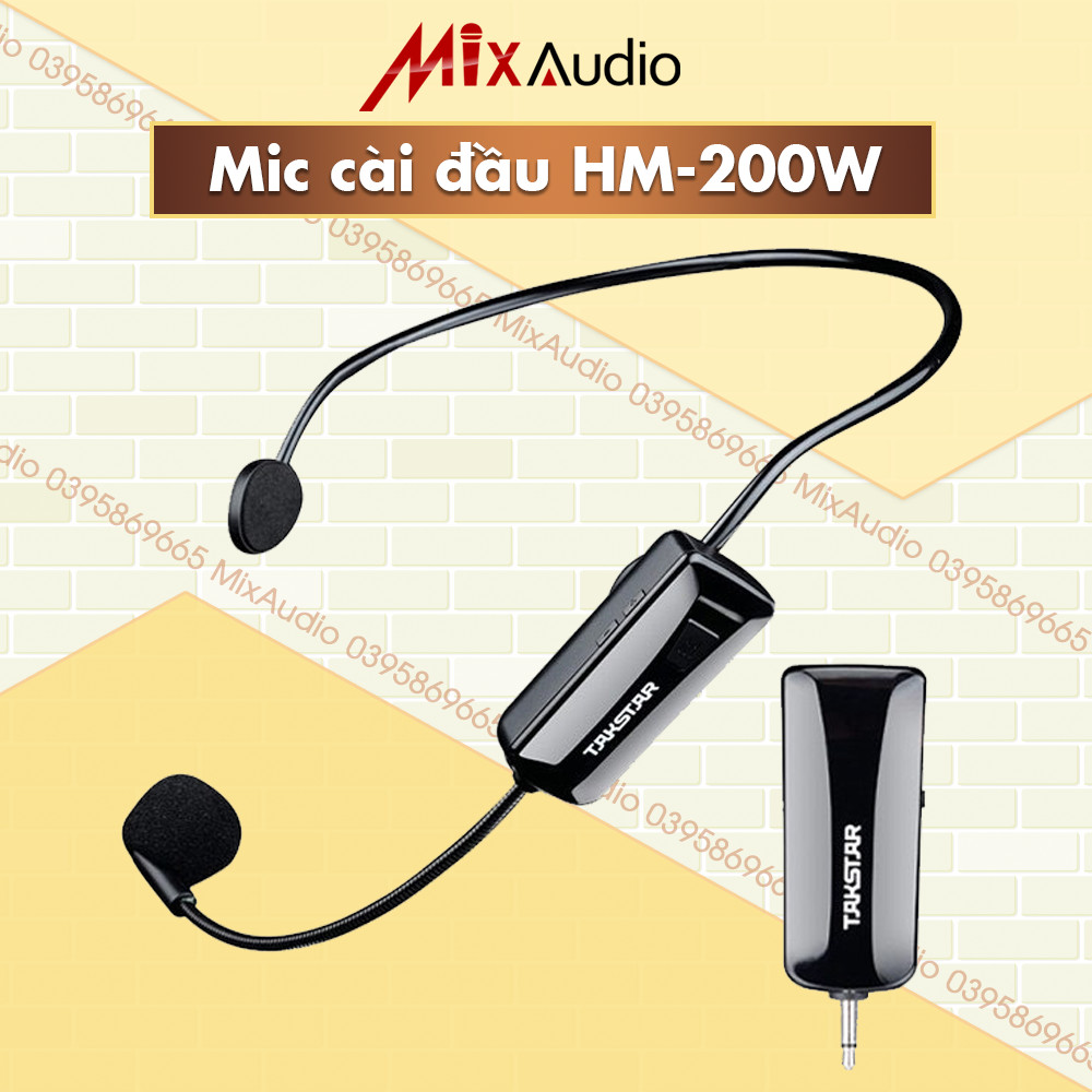 Mic không dây cài đầu TAKSTAR HM-200W, Micro cài đầu cho loa kéo, máy trợ giảng,âmly. Mic sử dụng Sóng UHF cao cấp, tín hiệu tốt