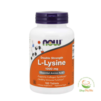 Viên uống L-Lysine Now Food 1000mg double strength L-Lysine 100 tablets.