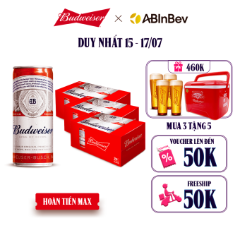 Combo 3 Thùng 24 Lon Bia Budweiser (330ml/ lon)