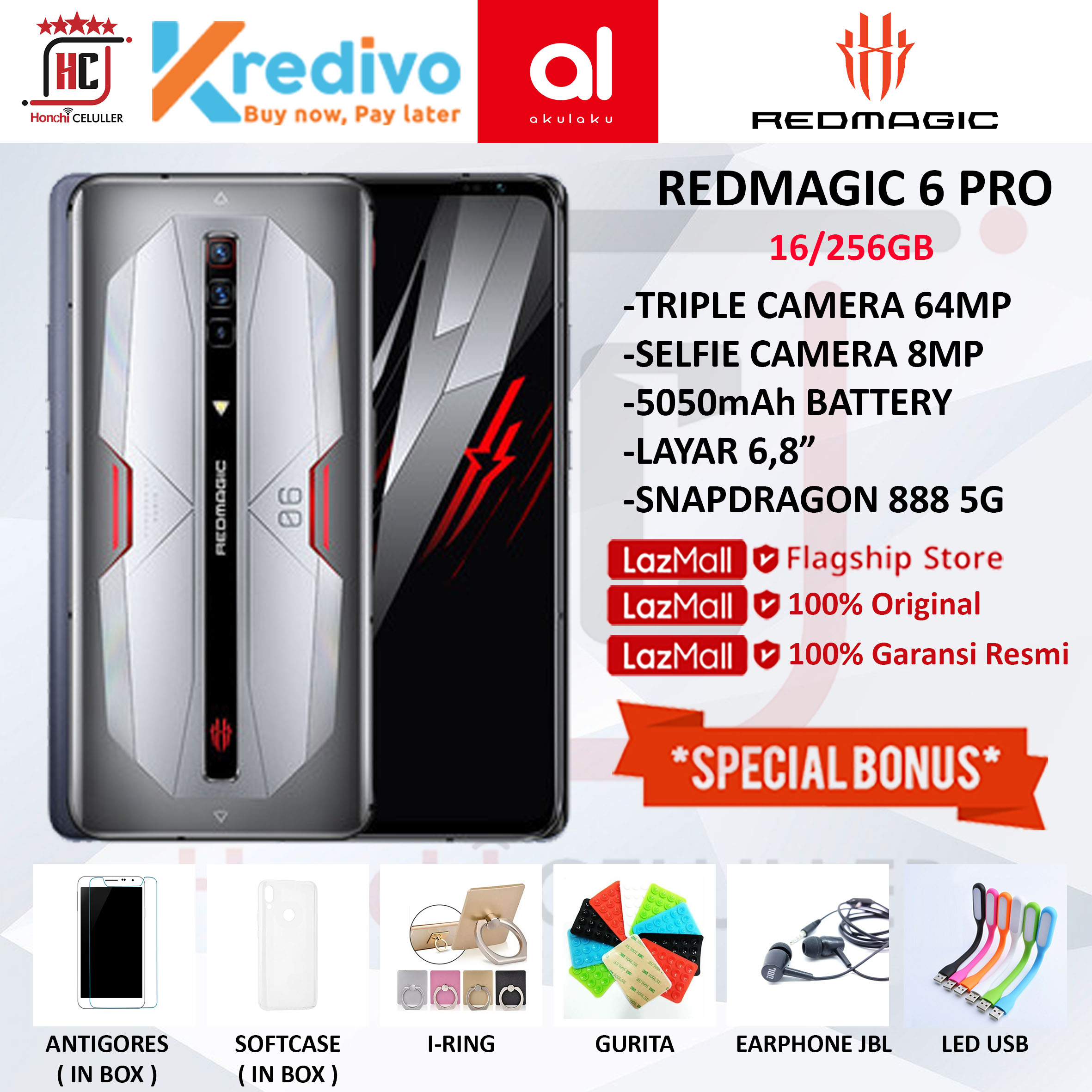 ZTE NUBIA REDMAGIC 6 PRO 16/256GB RAM 16 ROM 256GB GARANSI RESMI Harga 11,675,000 rupiah*Gratis Ongkir
