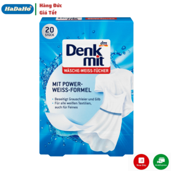 Tẩy trắng quần áo Denkmit 20 miếng { HÀNG CHÍNH HÃNG } TẶNG KÈM 2 viên tẩy lồng máy giặt Domol 20K – Hàng Đức, giá rẻ, đánh bay vết ố lâu ngày, vết mực loang.