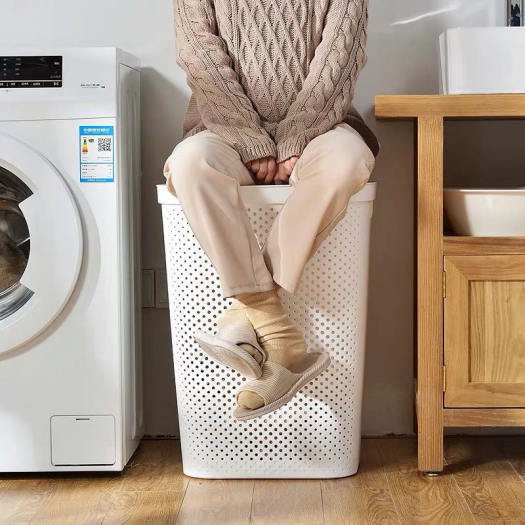 Giỏ Đựng Đồ Giặt Bằng Nhựa Lớn, Giỏ Đựng Quần Áo Phòng Tắm Phòng Ngủ, Giỏ Đồ Chơi, Giỏ Đựng Đồ Giặt Nhật Gia Dụng Có Nắp Đậy