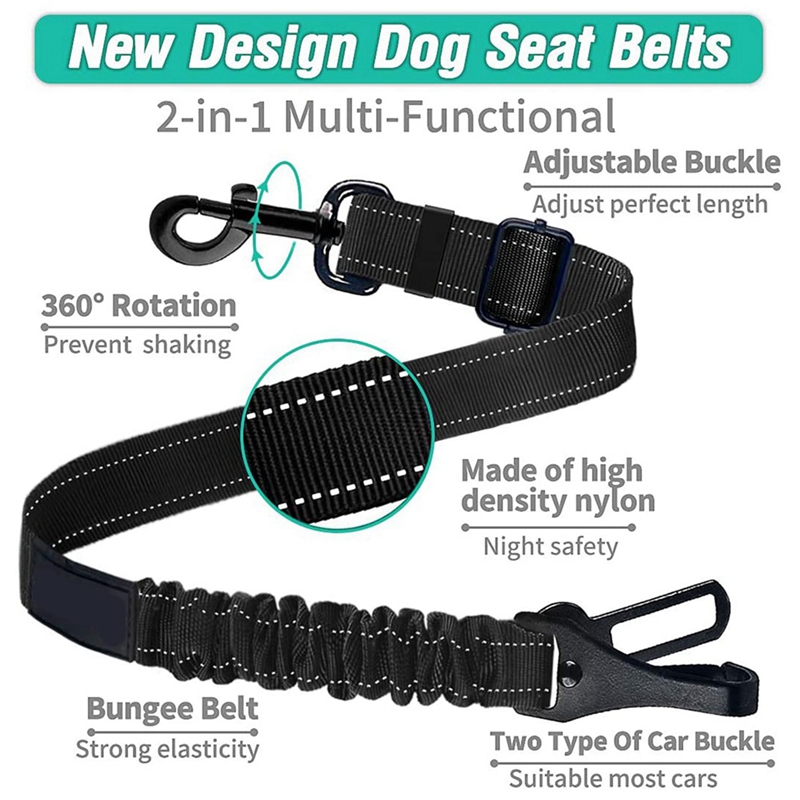 Dog Seat Belt2-In-1 Dog Car Seat Belts 2 Pack Pet Car Seat Belts Adjustable Heavy
