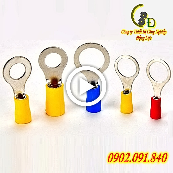 Đầu cos dây điện tròn bọc nhựa RV 1.25-10 100cái, Đầu cốt bấm dây điện 0.5mm 1.5mm, cosse đồng đấu bình ắc quy, đầu nối điện loại Wire Cable To Board Connectors