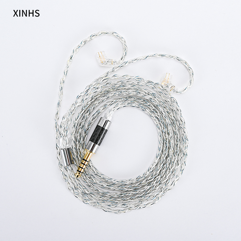 Cáp cân bằng 2.5/3.5mm/4.4mm mạ bạc 8 lõi với đầu nối 2 chân mmcx 0.78mm cáp nâng cấp tai nghe hifi cho trn qdc tfz
