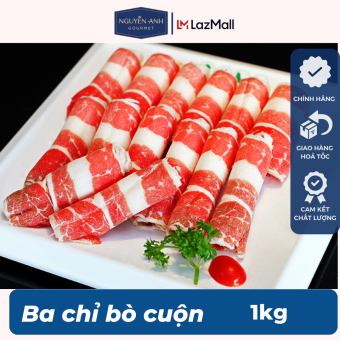 Ba chỉ bò cuộn 500g [tỷ lệ thịt/mỡ là 6/4] thích hợp thả lẩu, nướng, xào- Giao nhanh 2h HCM