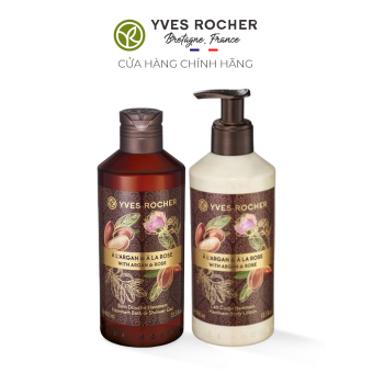 Combo làm sạch và dưỡng ẩm cơ thể Yves Rocher ROCHER ARGAN ROSE PEALS 790ML