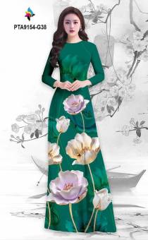 Áo dài lụa nhật in 3D hoa tây