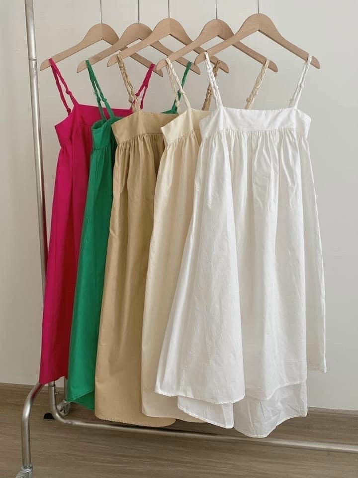 đầm voan nữ hai dây form xuông rộng chất voan thô mịn siêu xinh kèm ảnh thật treo xào m008711