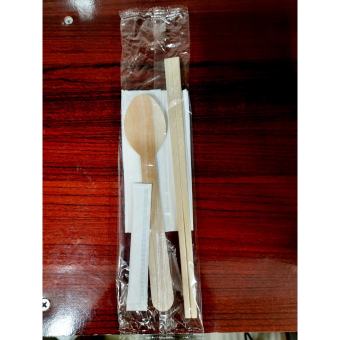 10 Bộ đũa muỗng gỗ khăn giấy tăm dùng 1 lần